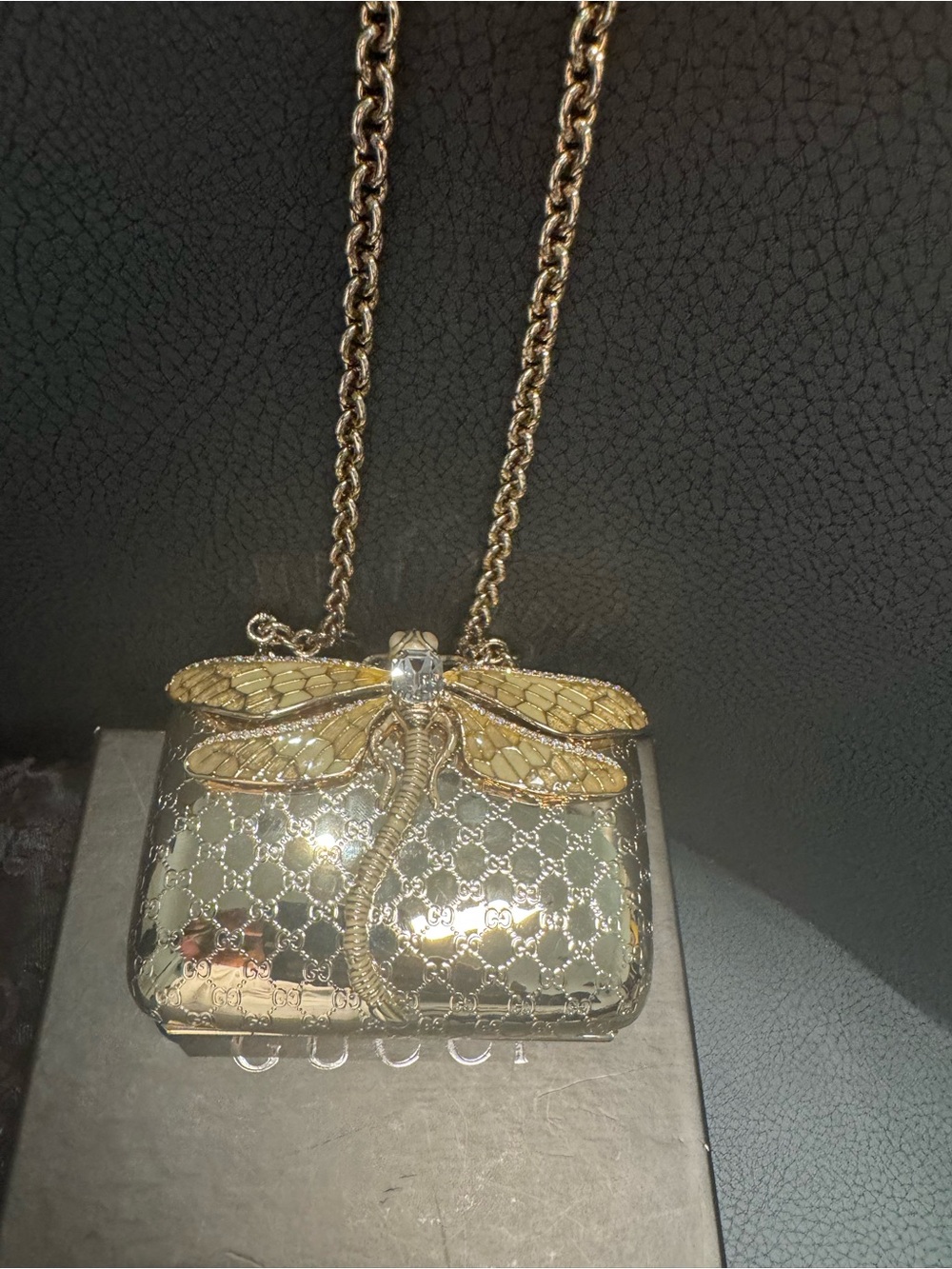 Gucci Metallic Gold Mini Dragonfly Crossbody